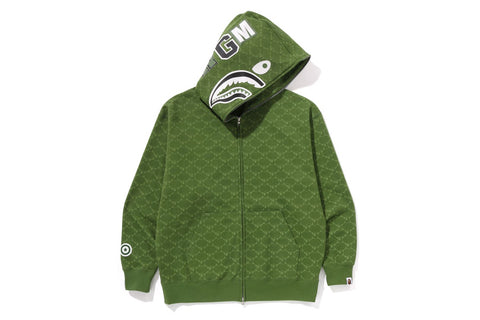 COLLEGE MONOGRAM RELAXED FIT SHARK FULL ZIP HOODIE