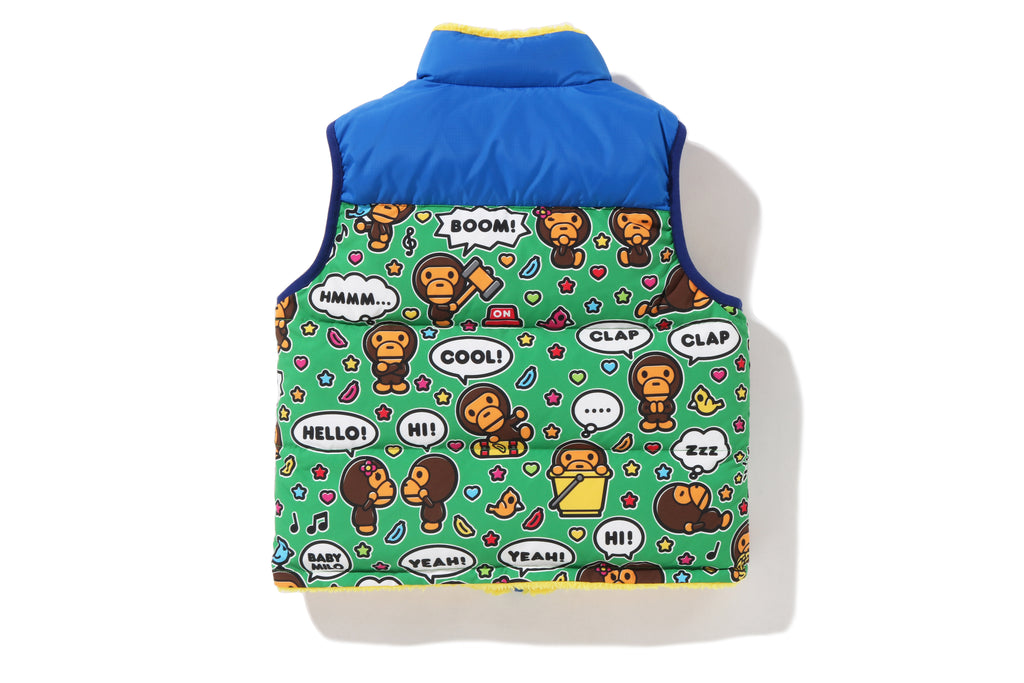 BABY MILO SPEECH BALLOON REVERSIBLE DOWN VEST | bapepirate.com