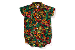 BABY MILO TROPICAL OPEN COLLAR SHIRT ROMPERS