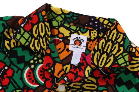 BABY MILO TROPICAL OPEN COLLAR SHIRT ROMPERS