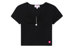CHAIN DETAIL V NECK TOP