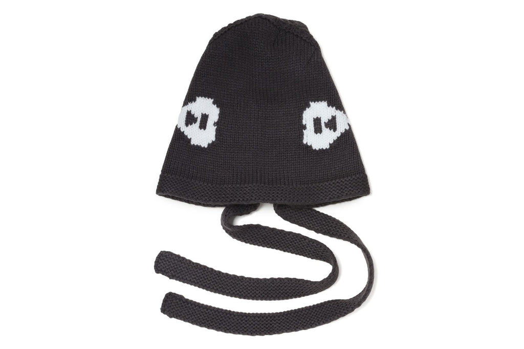 INTARSIA TIE FRONT KNITTED HOOD