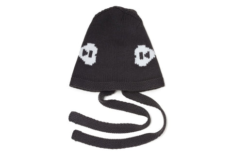 INTARSIA TIE FRONT KNITTED HOOD