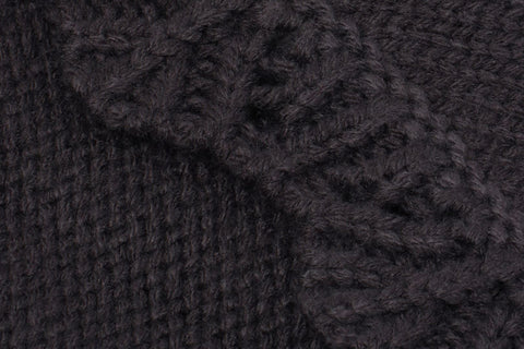 INTARSIA TIE FRONT KNITTED HOOD