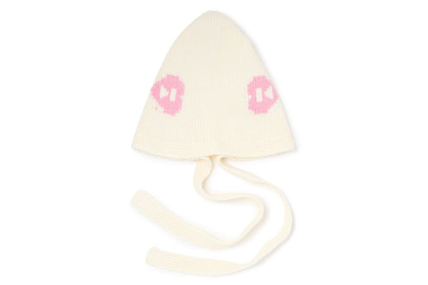 INTARSIA TIE FRONT KNITTED HOOD