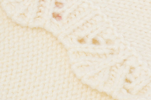 INTARSIA TIE FRONT KNITTED HOOD