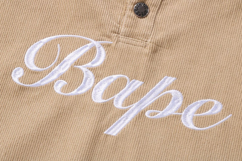 BAPE EMBROIDERY CORDUROY OVERSIZED PULLOVER HOODIE